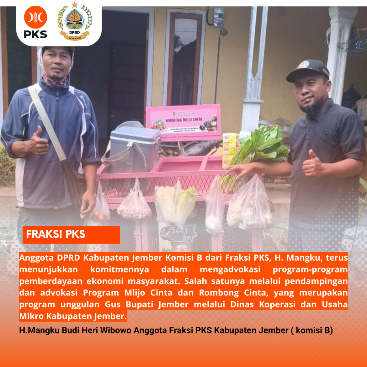 Perkuat Ekonomi Kerakyatan, H. Mangku Dampingi Program Mlijo Cinta dan Rombong Cinta di Tanggul