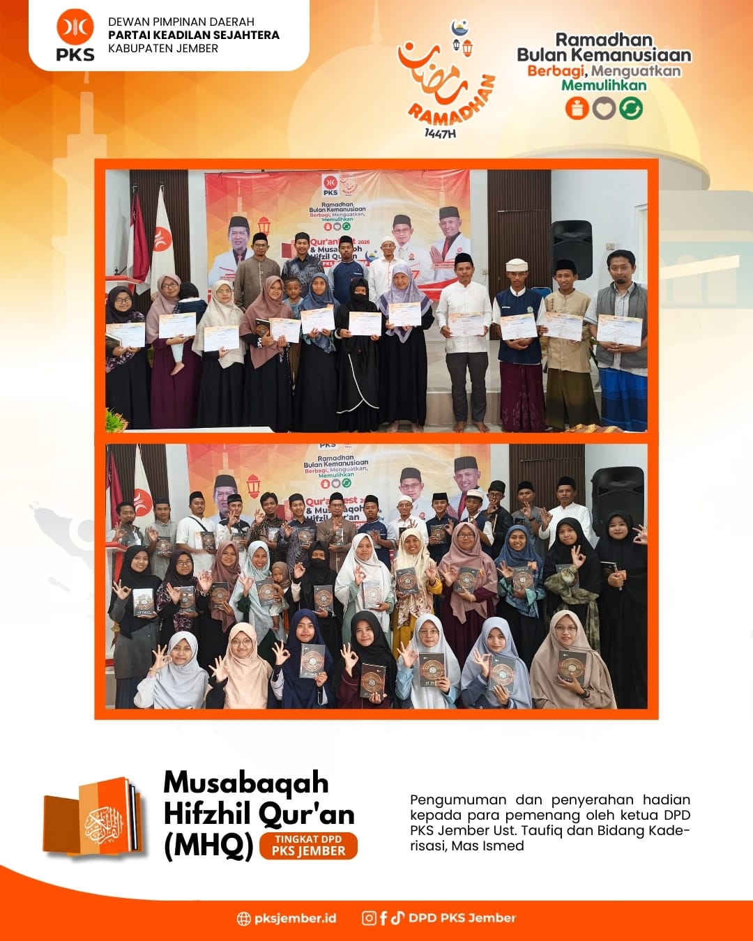 Ramadhan Penuh Berkah, PKS Jember Siapkan Qori dan Hafizh Terbaik Menuju Tingkat Provinsi dan Pusat