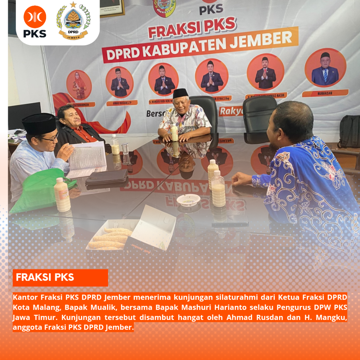 Silaturahmi dan Tukar Aspirasi, Fraksi PKS Jember Sambut Kunjungan Ketua Fraksi PKS Kota Malang